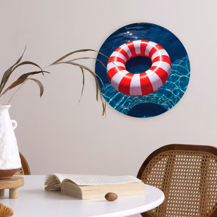 Recreatie - Water - Zomer - Rood - Wit Wandcirkel kunststof plaat 5mm dik klein -sfeer4