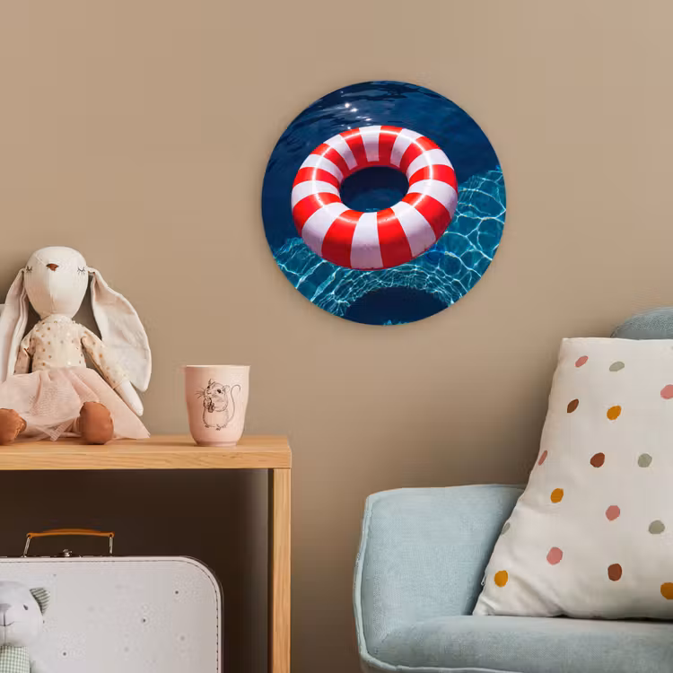 Recreatie - Water - Zomer - Rood - Wit Wandcirkel kunststof plaat 5mm dik klein -tsfeer1_kind