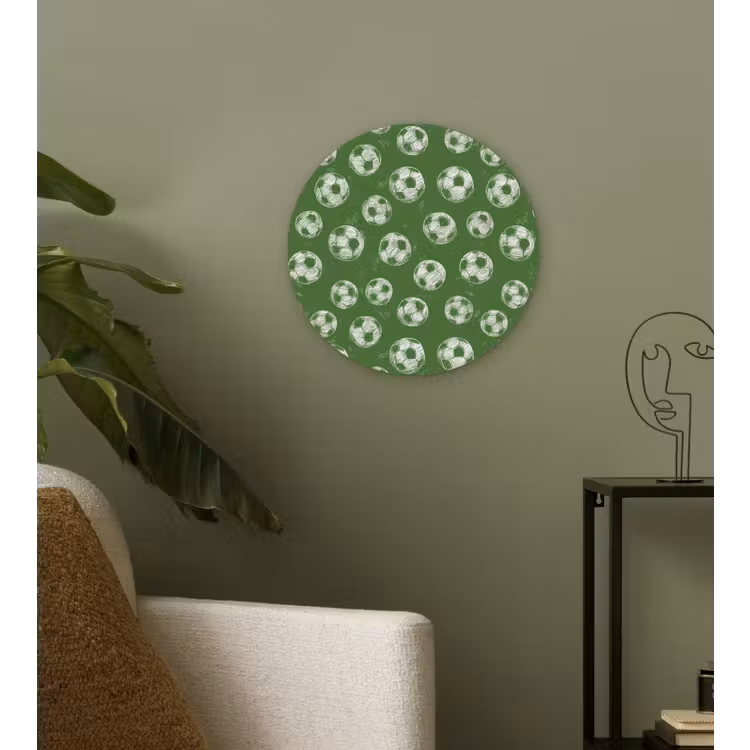 Voetbal - Sport - Groen Wandcirkel kunststof plaat 5mm dik klein 188 -sfeer3