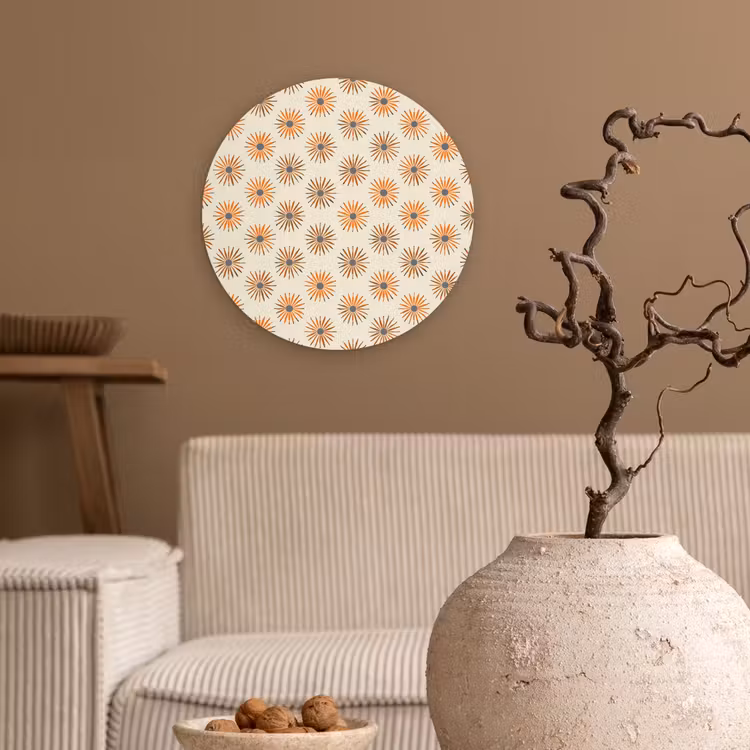 Madelief - Patroon - Oranje Wandcirkel kunststof plaat 5mm dik klein 188 -sfeer1
