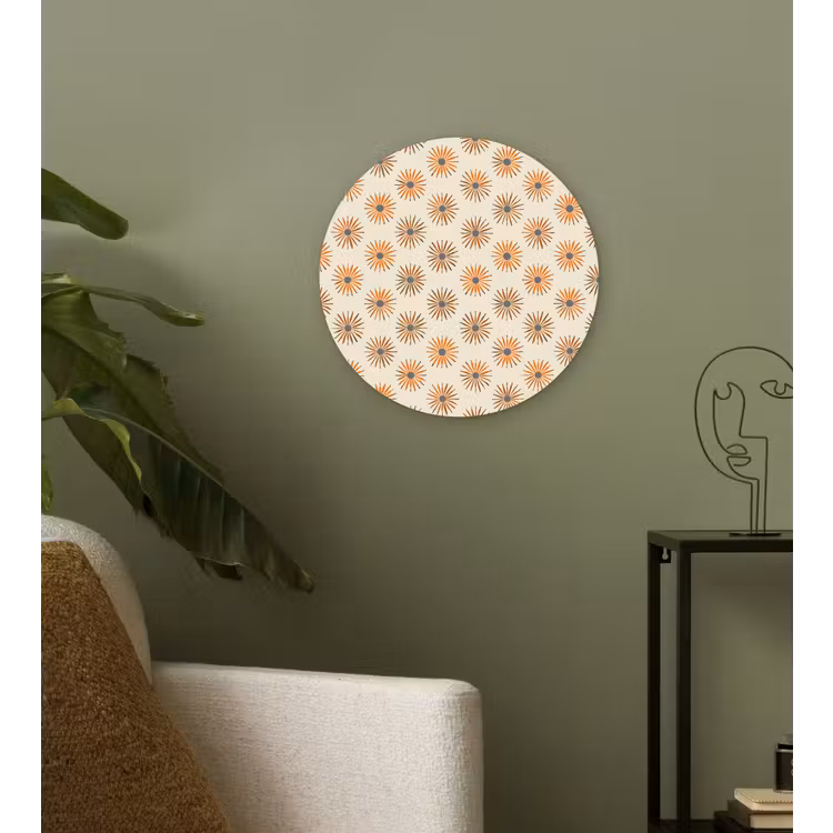 Madelief - Patroon - Oranje Wandcirkel kunststof plaat 5mm dik klein 188 -sfeer3