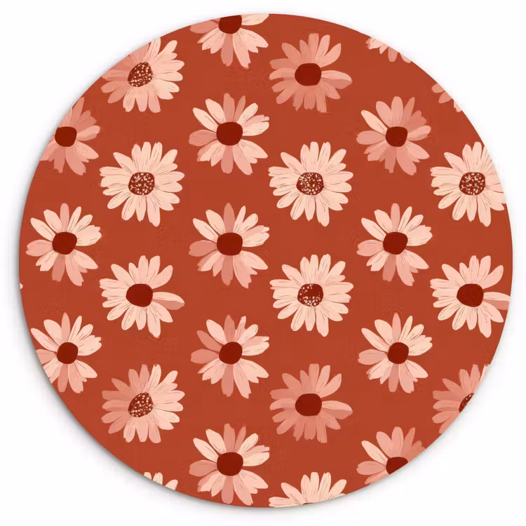 Madelief - Retro - Terracotta Wandcirkel kunststof plaat 5mm dik klein 188 -3d