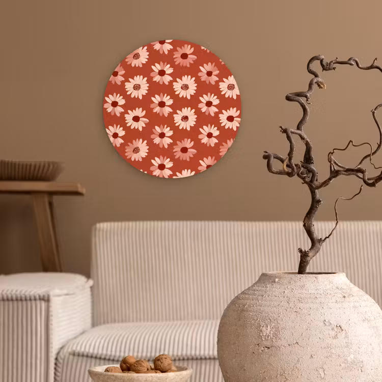 Madelief - Retro - Terracotta Wandcirkel kunststof plaat 5mm dik klein 188 -sfeer1