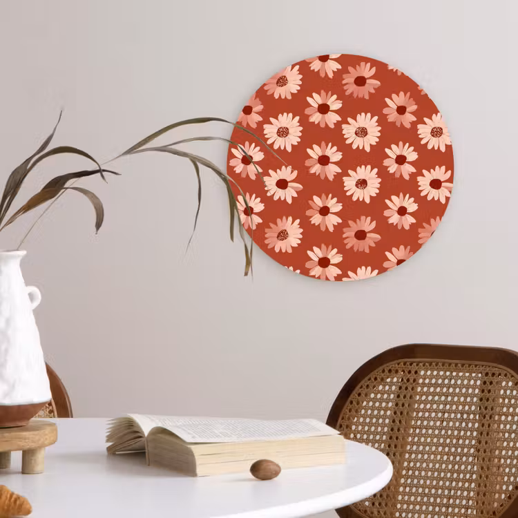 Madelief - Retro - Terracotta Wandcirkel kunststof plaat 5mm dik klein 188 -sfeer4
