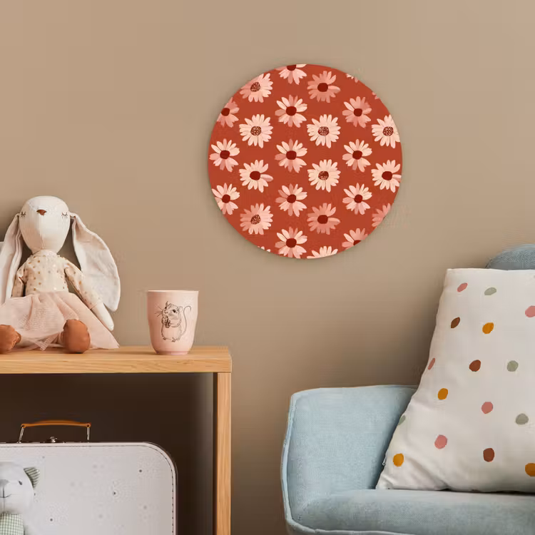 Madelief - Retro - Terracotta Wandcirkel kunststof plaat 5mm dik klein 188 -tsfeer1_kind