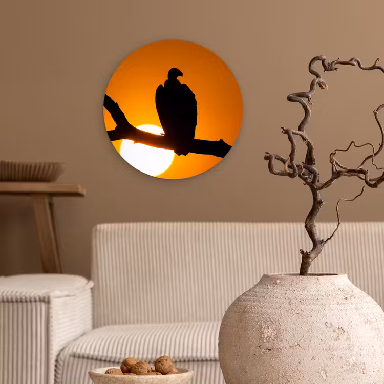 Gier - Tak - Zon - Oranje Wandcirkel kunststof plaat 5mm dik klein -sfeer1
