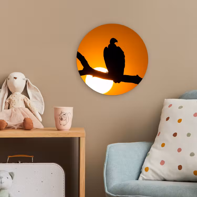 Gier - Tak - Zon - Oranje Wandcirkel kunststof plaat 5mm dik klein -tsfeer1_kind