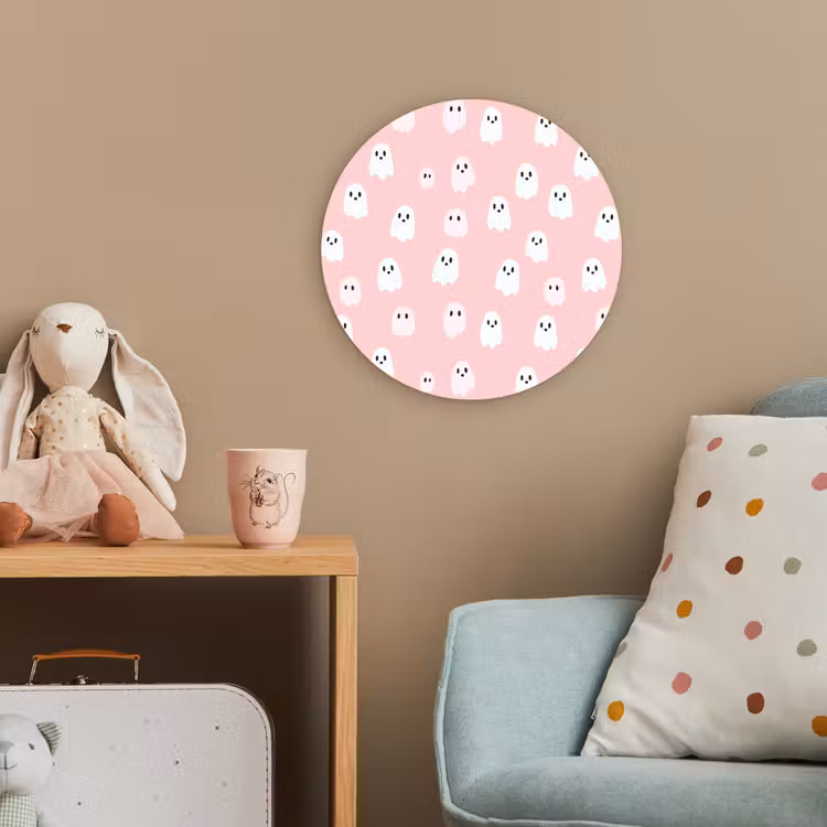 Spookjes - Patroon - Roze Wandcirkel kunststof plaat 5mm dik klein 188 -tsfeer1_kind