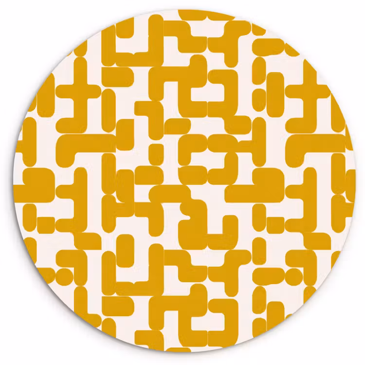 Geel - Beige - Patroon Wandcirkel kunststof plaat 5mm dik klein 188 -3d
