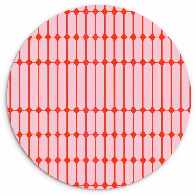 Geometrisch - Minimalistisch - Rood - Roze Wandcirkel kunststof plaat 5mm dik klein 188 -3d