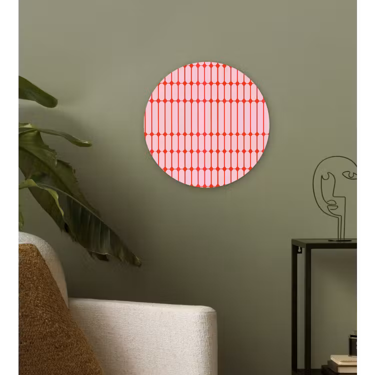 Geometrisch - Minimalistisch - Rood - Roze Wandcirkel kunststof plaat 5mm dik klein 188 -sfeer3