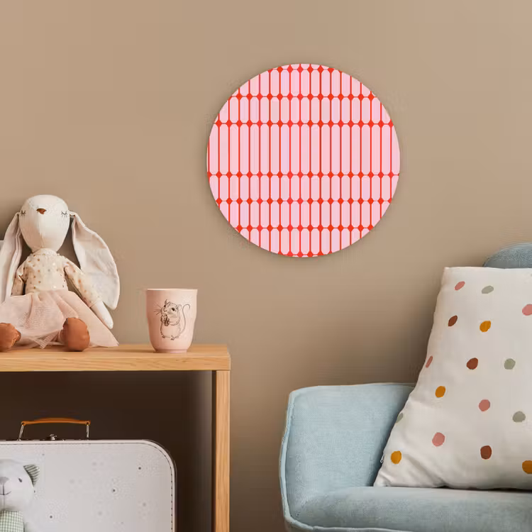 Geometrisch - Minimalistisch - Rood - Roze Wandcirkel kunststof plaat 5mm dik klein 188 -tsfeer1_kind