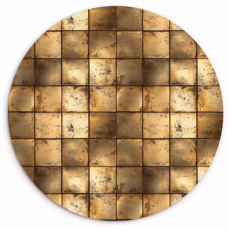 Geometrisch - Tegels - Goud Wandcirkel kunststof plaat 5mm dik klein 188 -3d