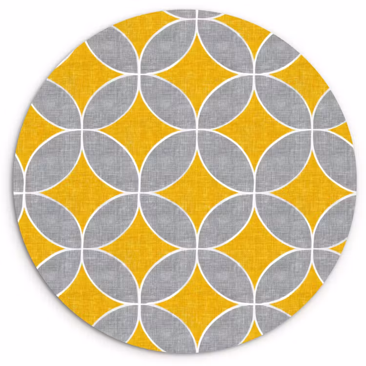Geometrisch - Cirkels - Textuur - Grijs - Geel Wandcirkel kunststof plaat 5mm dik klein 188 -3d