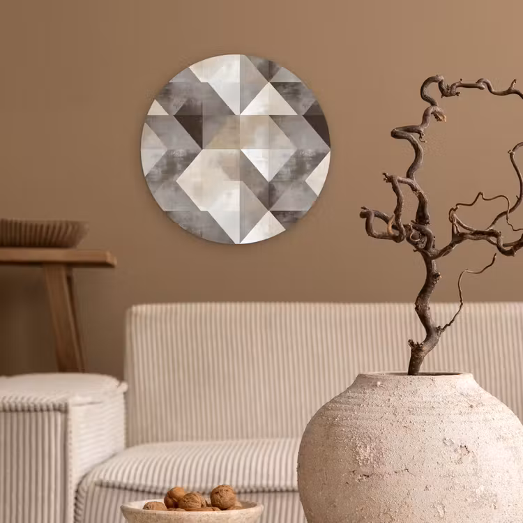 Geometrisch - Motief - Aardetinten Wandcirkel kunststof plaat 5mm dik klein 188 -sfeer1