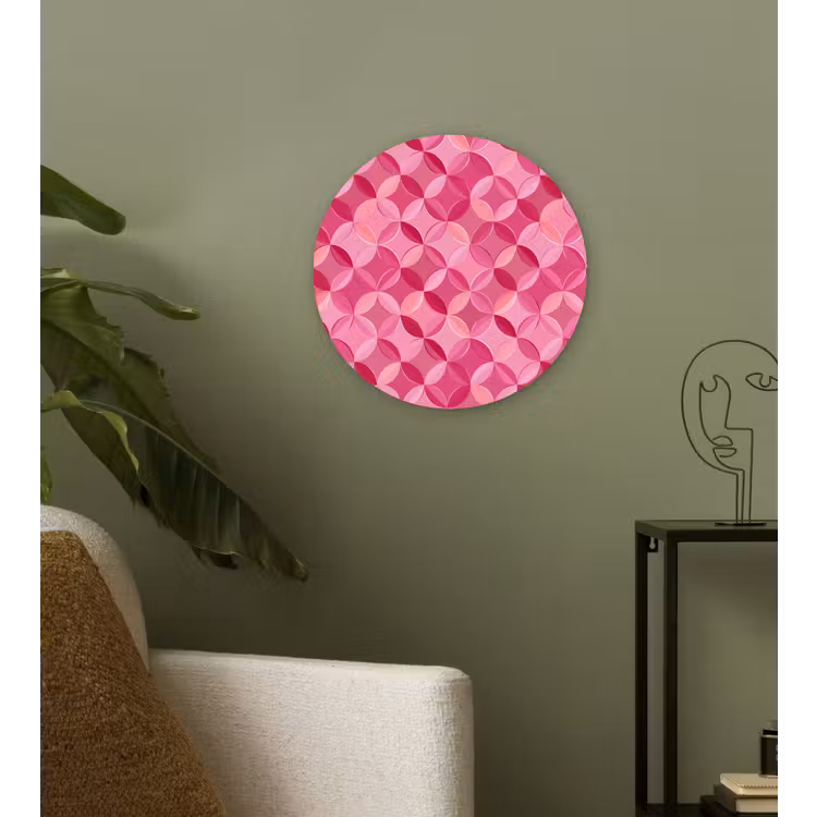 Geometrisch - Mozaïek - Modern - Roze Wandcirkel kunststof plaat 5mm dik klein 188 -sfeer3