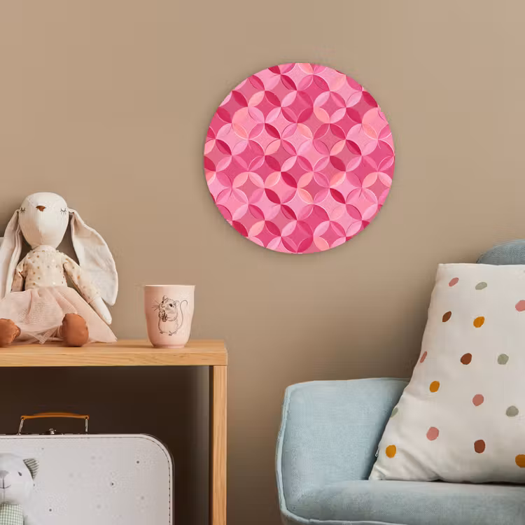 Geometrisch - Mozaïek - Modern - Roze Wandcirkel kunststof plaat 5mm dik klein 188 -tsfeer1_kind
