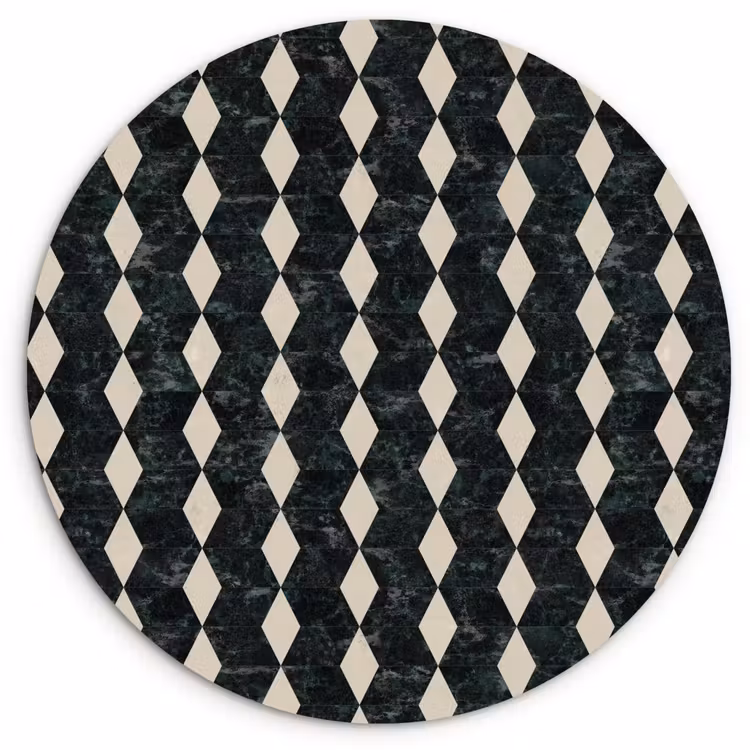 Geometrisch - Patroon - Marmer - Groen Wandcirkel kunststof plaat 5mm dik klein 188 -3d