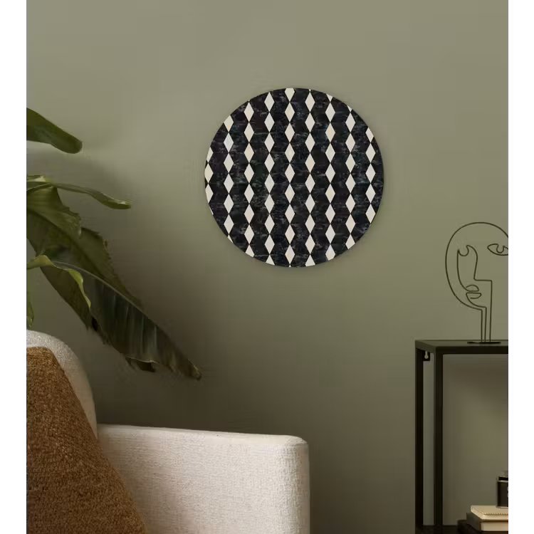 Geometrisch - Patroon - Marmer - Groen Wandcirkel kunststof plaat 5mm dik klein 188 -sfeer3