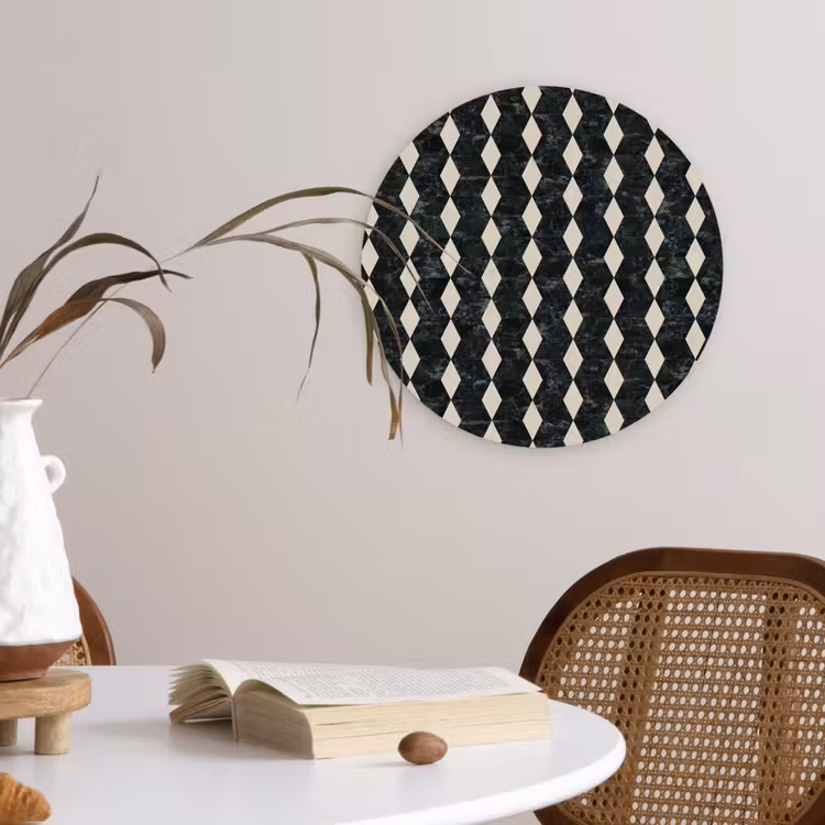 Geometrisch - Patroon - Marmer - Groen Wandcirkel kunststof plaat 5mm dik klein 188 -sfeer4