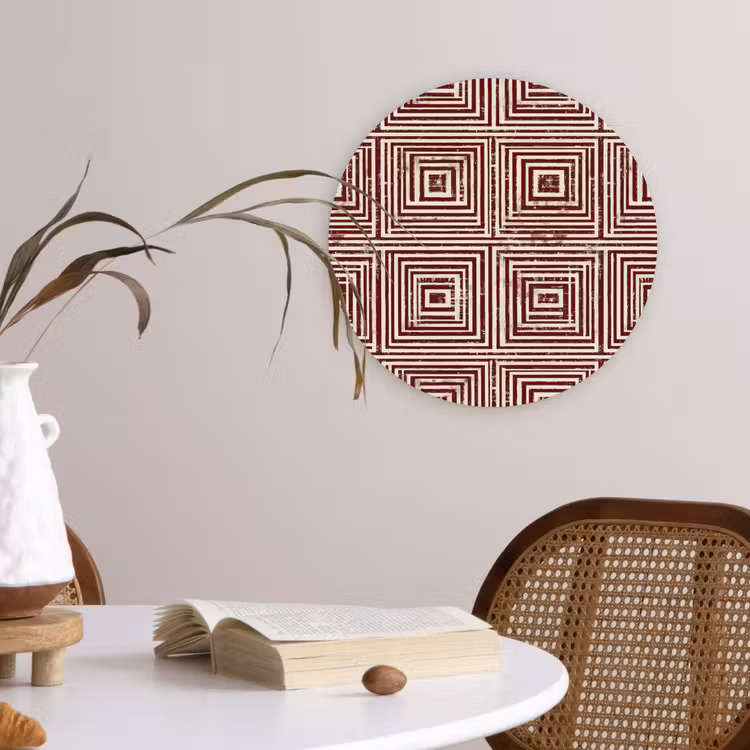 Geometrisch - Patroon - Rood Wandcirkel kunststof plaat 5mm dik klein 188 -sfeer4