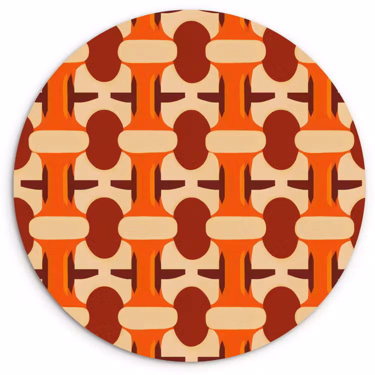 Geometrisch - Retro - Oranje Wandcirkel kunststof plaat 5mm dik klein 188 -3d