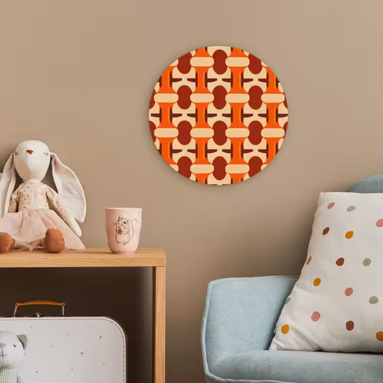 Geometrisch - Retro - Oranje Wandcirkel kunststof plaat 5mm dik klein 188 -tsfeer1_kind