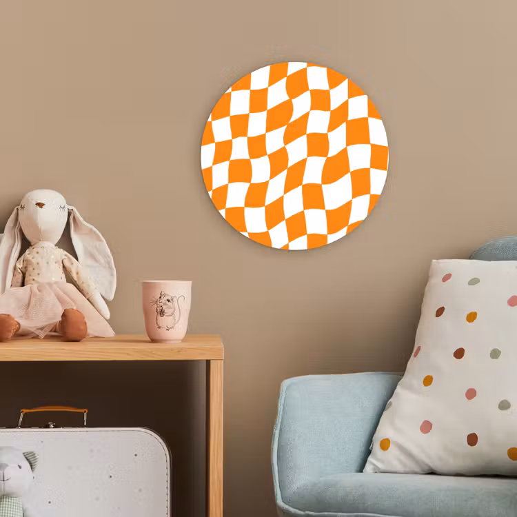 Golvend - Patroon - Oranje Wandcirkel kunststof plaat 5mm dik klein 188 -tsfeer1_kind