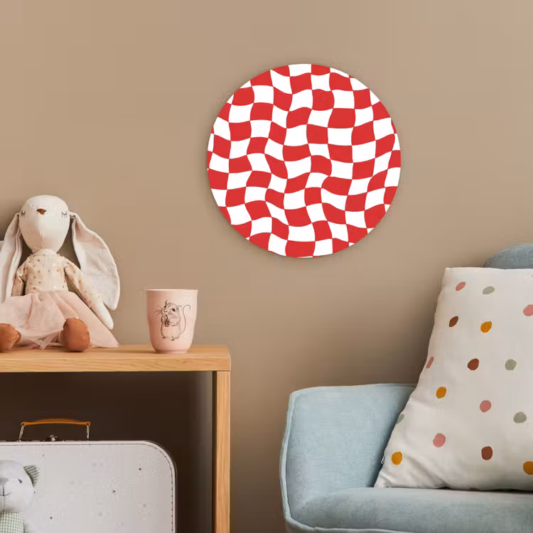 Golvend - Patroon - Rood Wandcirkel kunststof plaat 5mm dik klein 188 -tsfeer1_kind