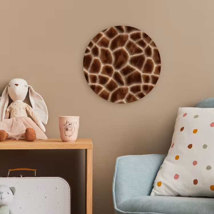 Giraf - Bruin - Vacht Wandcirkel kunststof plaat 5mm dik klein 188 -tsfeer1_kind