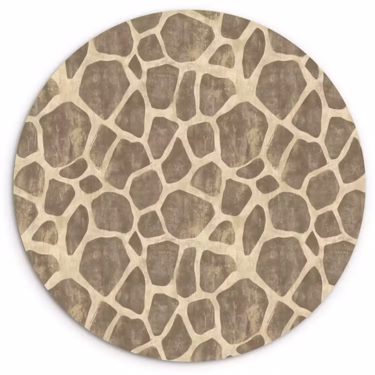 Giraf - Patroon - Beige - Bruin Wandcirkel kunststof plaat 5mm dik klein 188 -3d