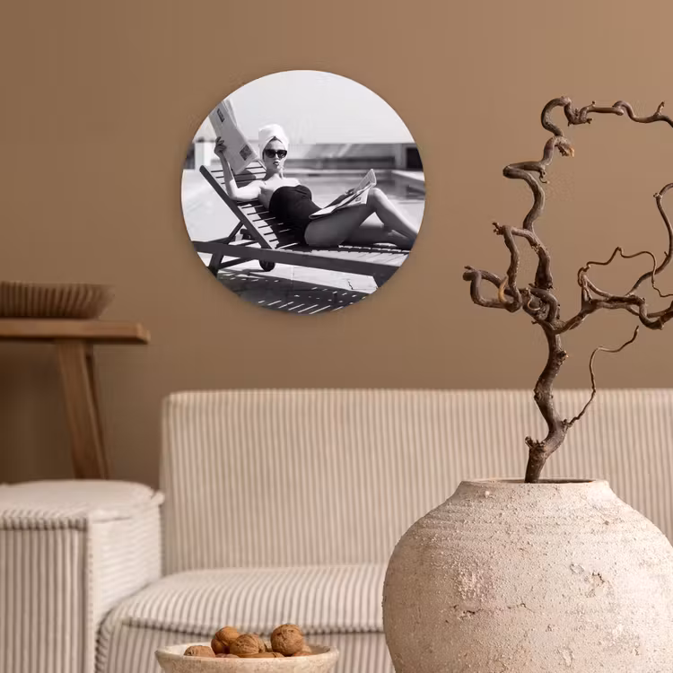 Glamour - Modern - Zwart - Wit Wandcirkel kunststof plaat 5mm dik klein -sfeer1