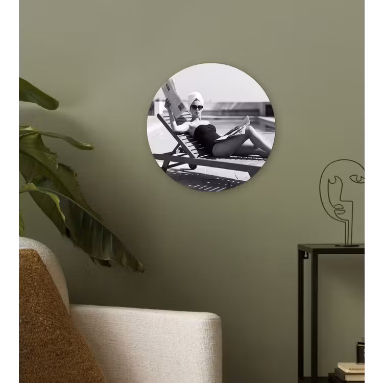 Glamour - Modern - Zwart - Wit Wandcirkel kunststof plaat 5mm dik klein -sfeer3