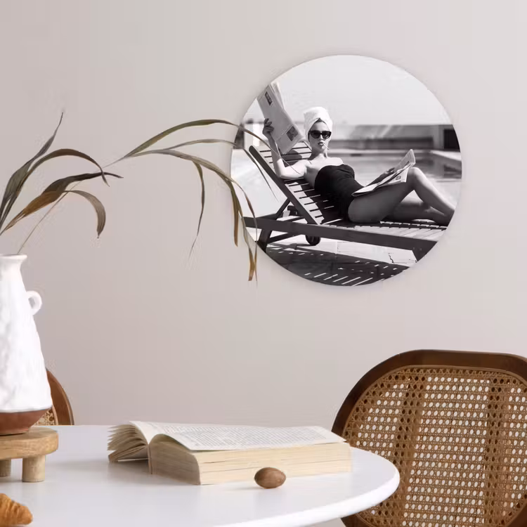 Glamour - Modern - Zwart - Wit Wandcirkel kunststof plaat 5mm dik klein -sfeer4