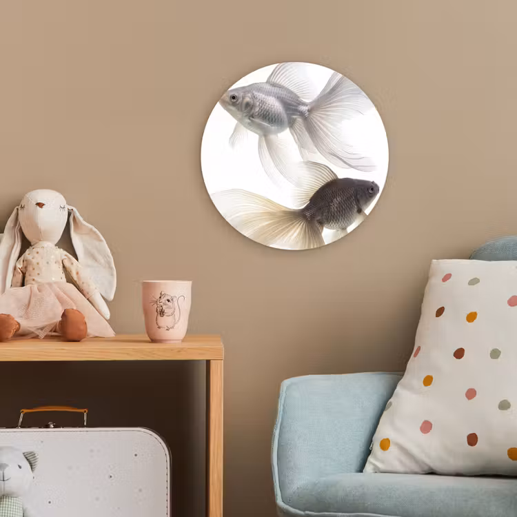 Goudvissen - Modern - Wit Wandcirkel kunststof plaat 5mm dik klein -tsfeer1_kind