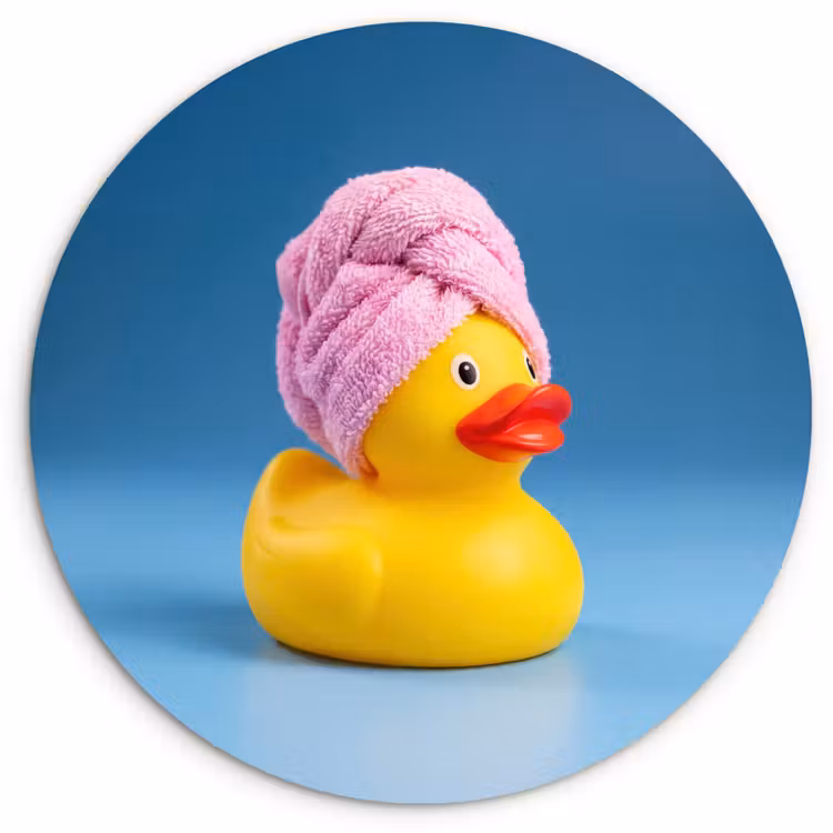 Badeend - Handdoek - Blauw Wandcirkel kunststof plaat 5mm dik klein -3d