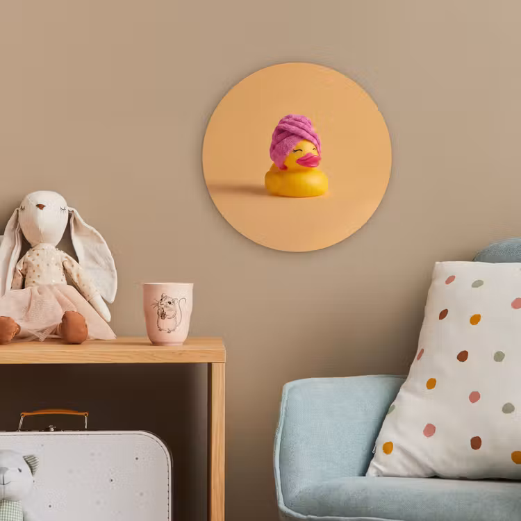 Badeend - Handdoek - Kleurrijk Wandcirkel kunststof plaat 5mm dik klein -tsfeer1_kind