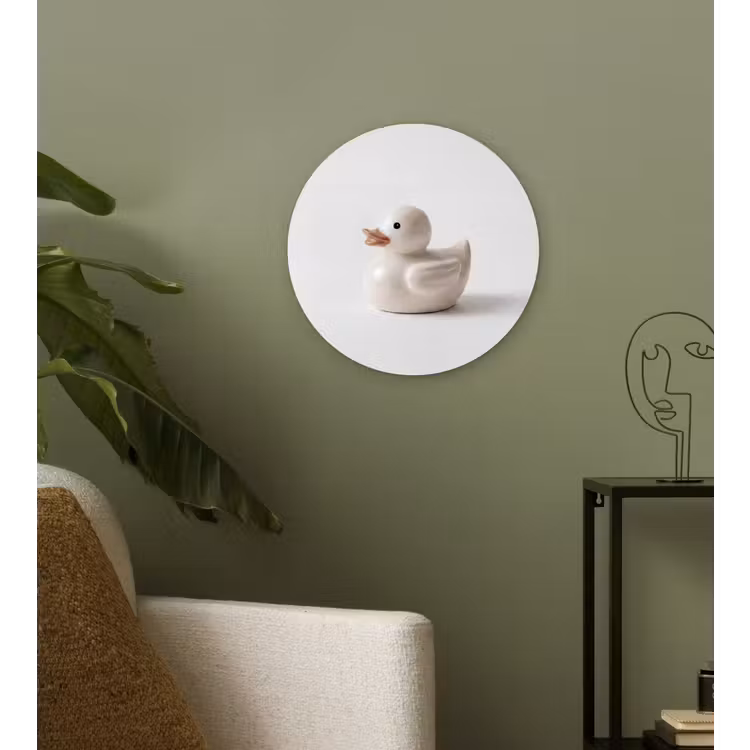 Badeend - Minimalistisch - Wit Wandcirkel kunststof plaat 5mm dik klein -sfeer3