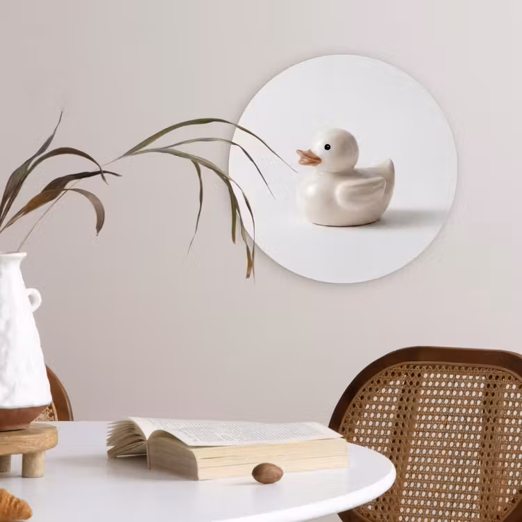 Badeend - Minimalistisch - Wit Wandcirkel kunststof plaat 5mm dik klein -sfeer4