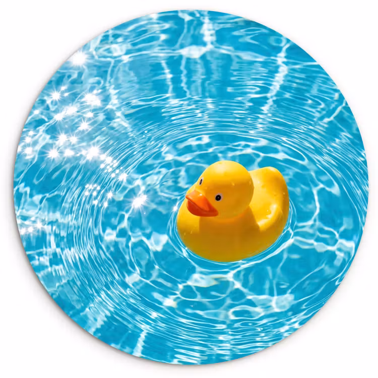 Badeend - Dobberen - Blauw Wandcirkel kunststof plaat 5mm dik klein -3d