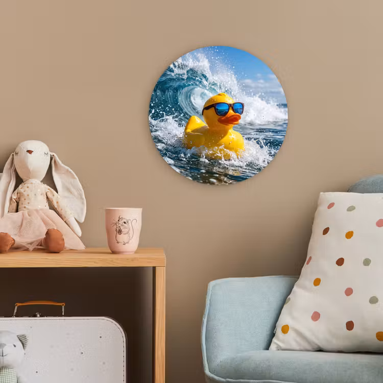 Badeend - Stoer - Golven Wandcirkel kunststof plaat 5mm dik klein -tsfeer1_kind