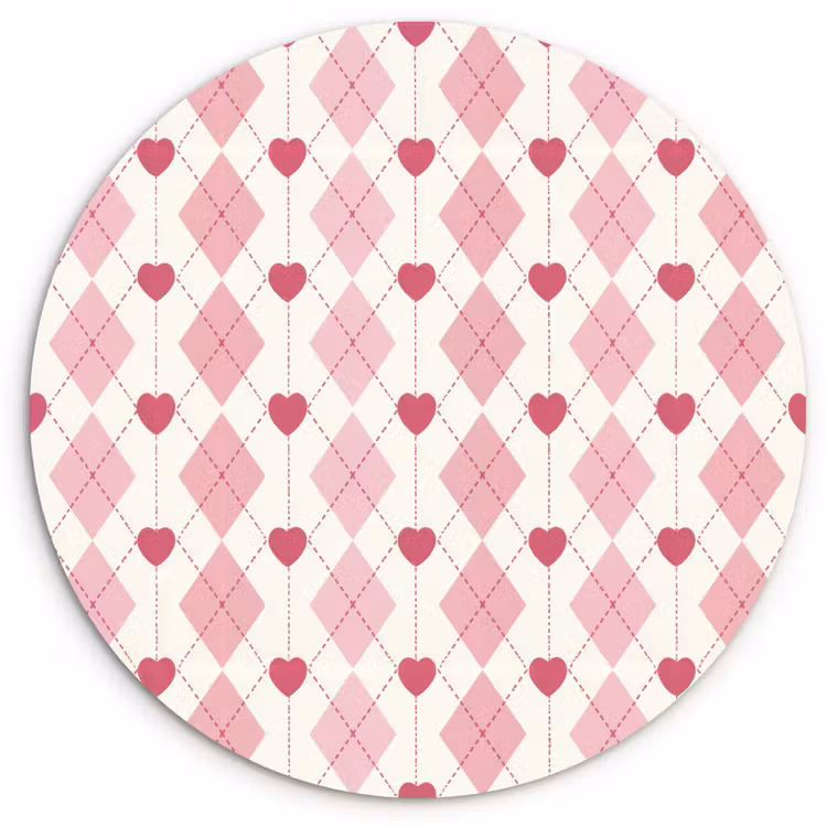 Ruiten - Klassiek - Roze - Wit Wandcirkel kunststof plaat 5mm dik klein 188 -3d