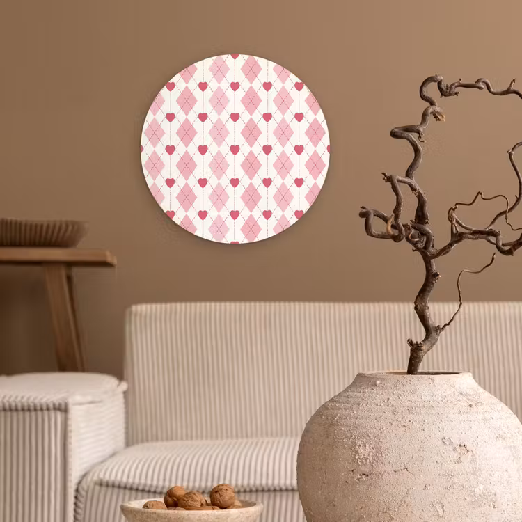 Ruiten - Klassiek - Roze - Wit Wandcirkel kunststof plaat 5mm dik klein 188 -sfeer1