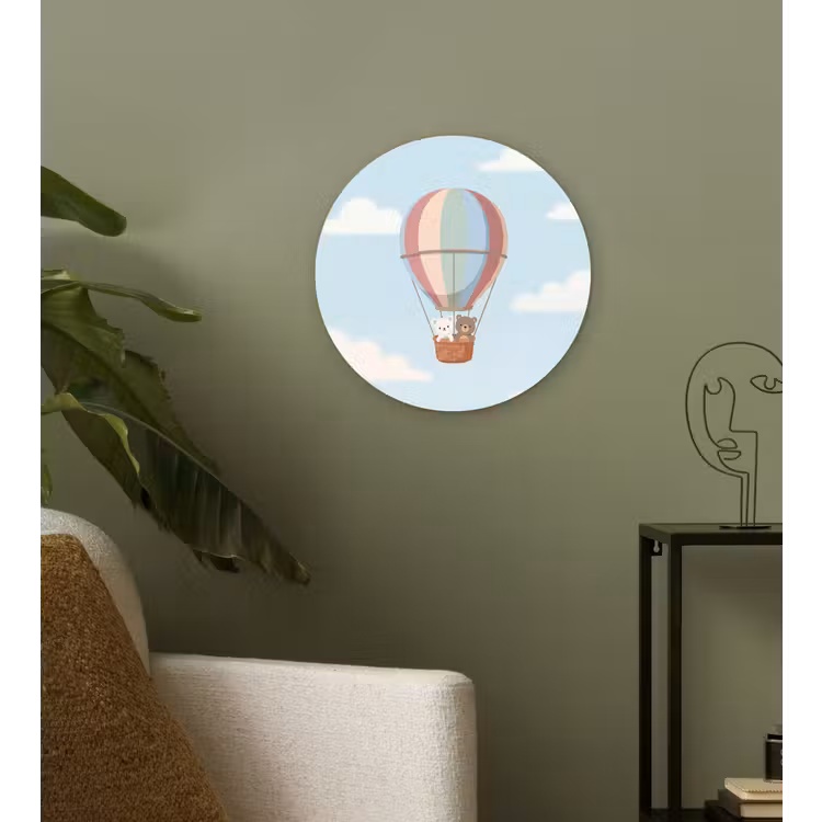Luchtballon - Beren - Pastel Wandcirkel kunststof plaat 5mm dik klein -sfeer3
