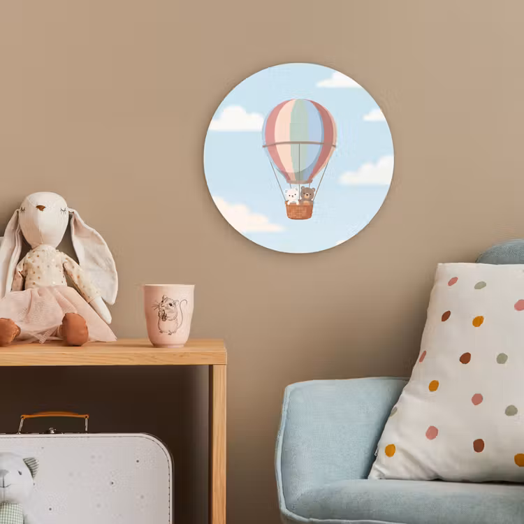 Luchtballon - Beren - Pastel Wandcirkel kunststof plaat 5mm dik klein -tsfeer1_kind