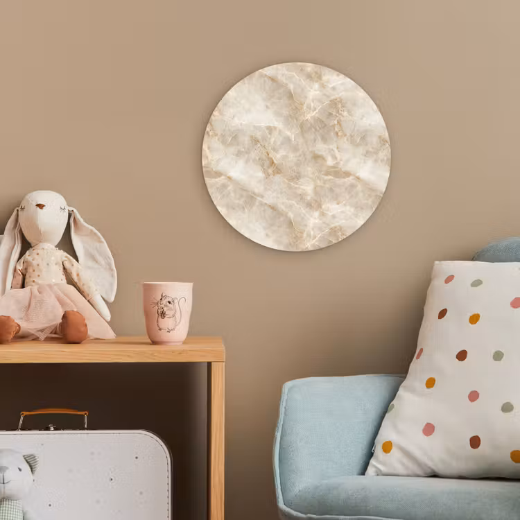 Lichtbeige - Onyx - Subtiel Wandcirkel kunststof plaat 5mm dik klein 188 -tsfeer1_kind