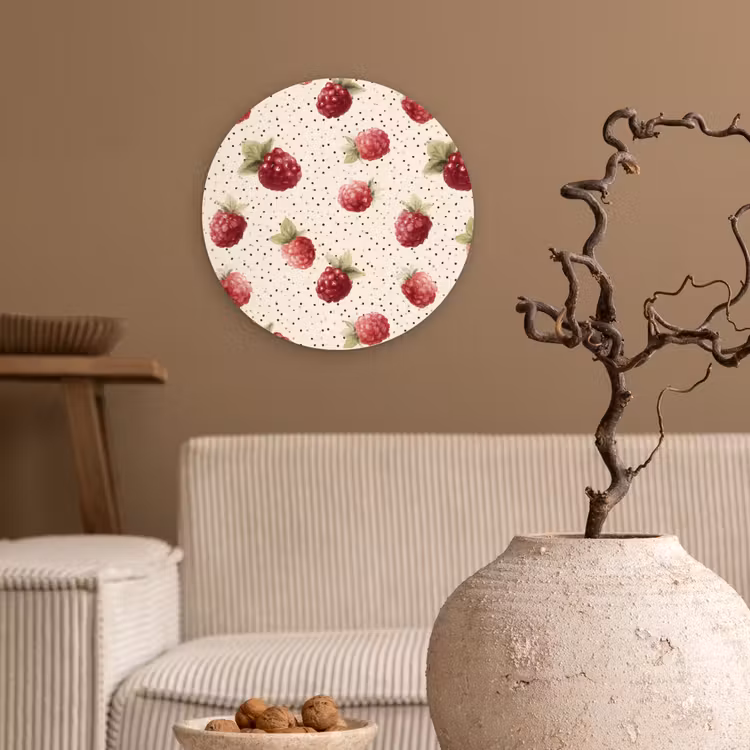 Framboos - Stippen - Rood Wandcirkel kunststof plaat 5mm dik klein 188 -sfeer1