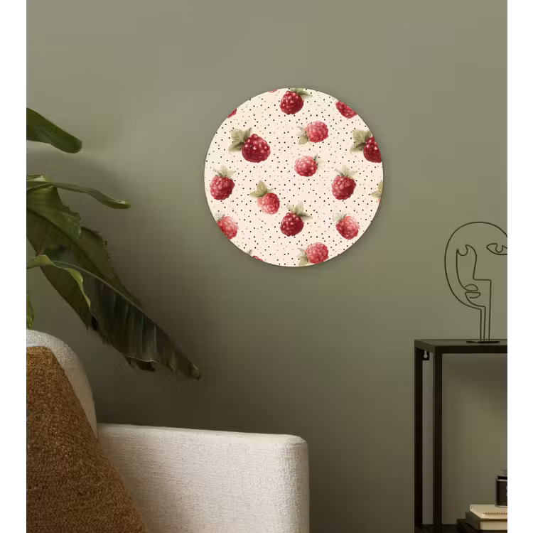 Framboos - Stippen - Rood Wandcirkel kunststof plaat 5mm dik klein 188 -sfeer3