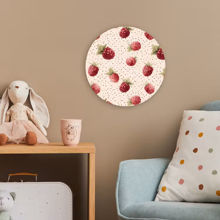 Framboos - Stippen - Rood Wandcirkel kunststof plaat 5mm dik klein 188 -tsfeer1_kind