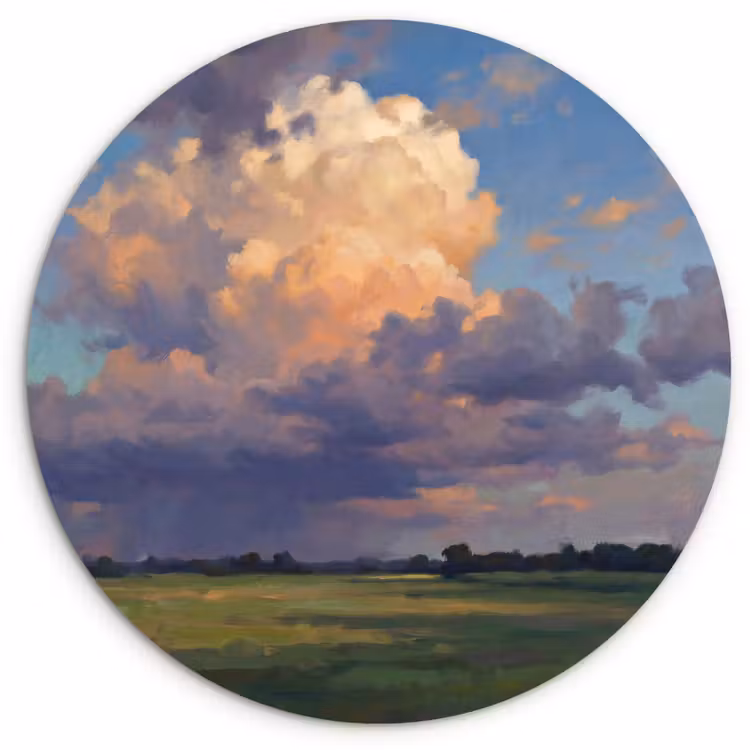 Lucht - Wolken - Landschap - Modern - Oranje Wandcirkel kunststof plaat 5mm dik klein -3d
